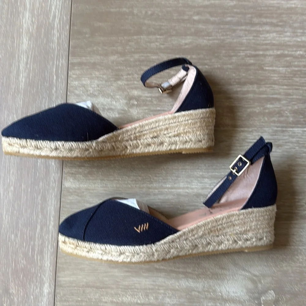 VISCATA Formiga Canvas Espadrille Wedges Navy‎ size 8.5 Euro 39 New With Tags